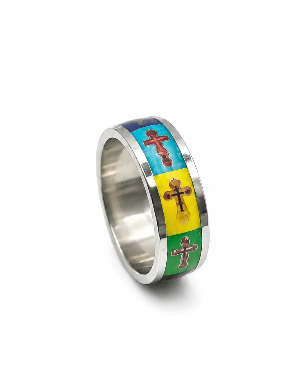Stainless Steel Multicolor Cross Band Ring Size 10.25 - Picture 2 of 4